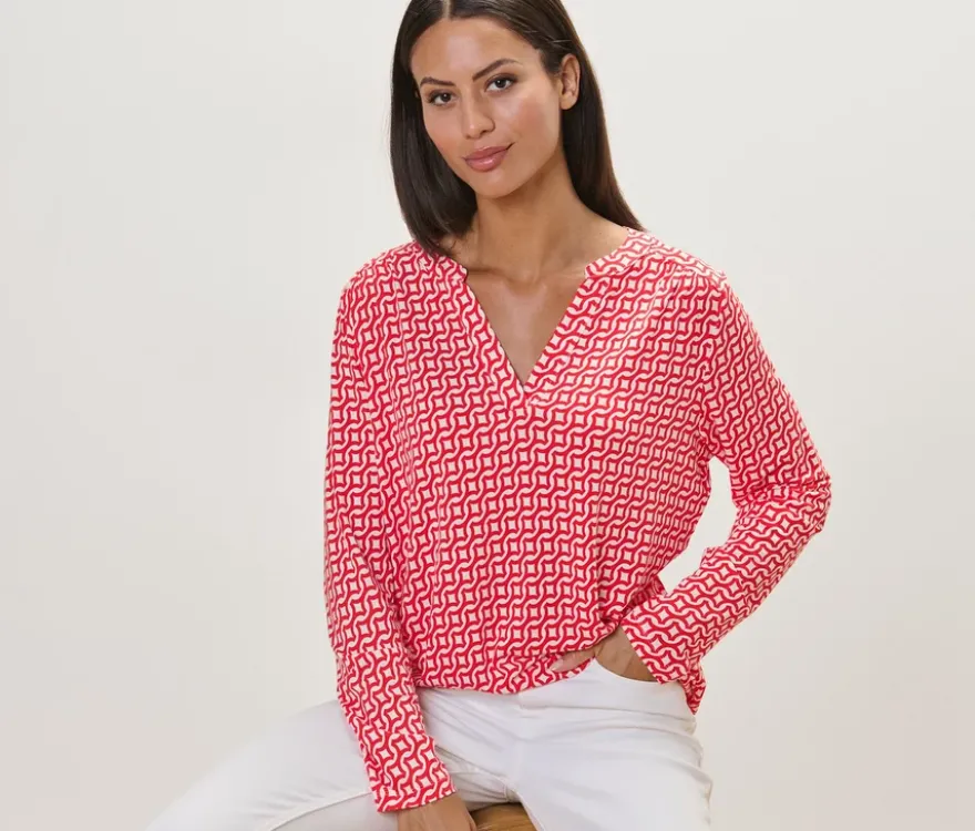 Bedrucktes Blusenshirt, rot
