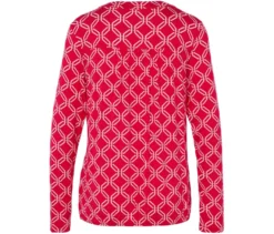 Bedrucktes Blusenshirt, rot-weiß