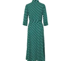 Bedrucktes Hemdblusenkleid, dunkelblau-grün-weiß