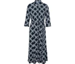 Bedrucktes Hemdblusenkleid, dunkelblau-weiß