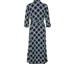 Bedrucktes Hemdblusenkleid, dunkelblau-weiß