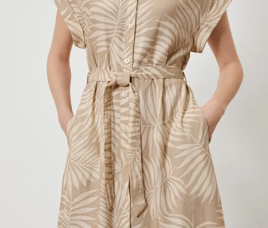 Bedrucktes Leinenkleid