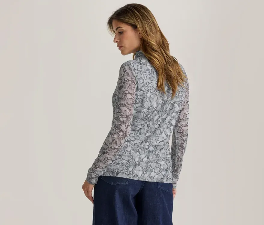 Bedrucktes Mesh-Rollkragenshirt