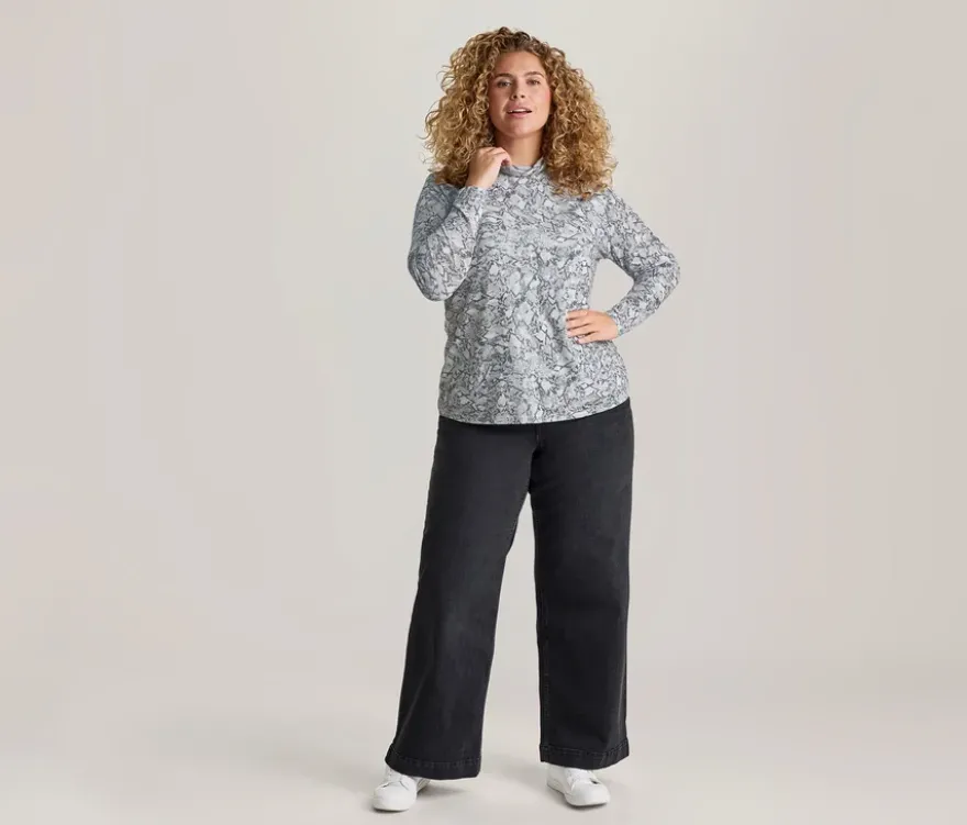 Bedrucktes Mesh-Rollkragenshirt