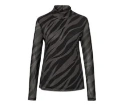 Bedrucktes Mesh-Rollkragenshirt
