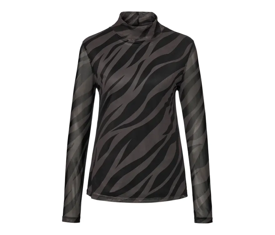 Bedrucktes Mesh-Rollkragenshirt