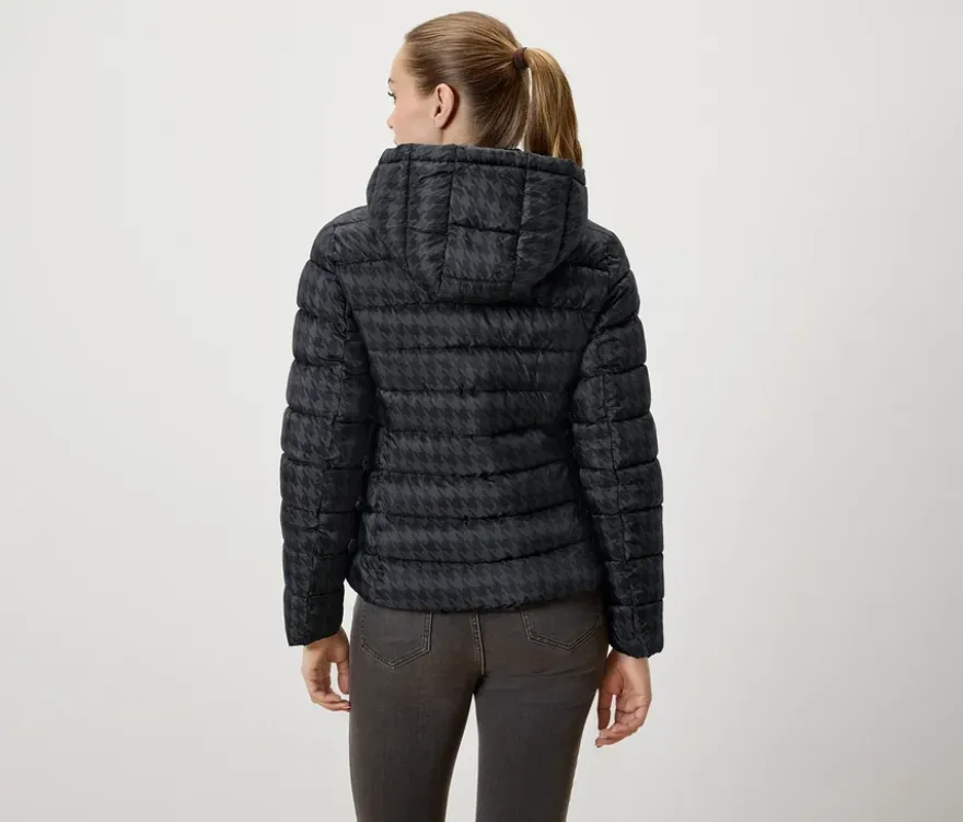 Bedruckte Steppjacke mit Kapuze