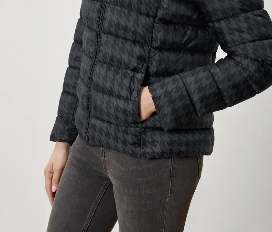 Bedruckte Steppjacke mit Kapuze