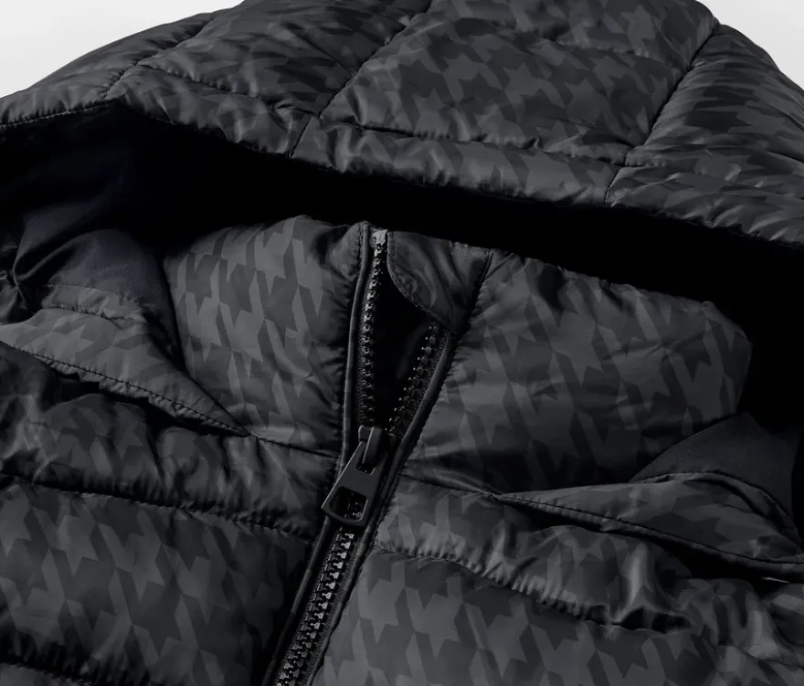 Bedruckte Steppjacke mit Kapuze