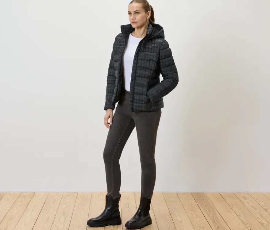 Bedruckte Steppjacke mit Kapuze