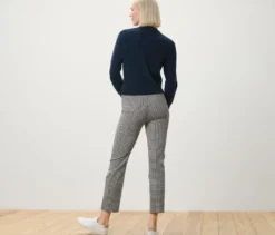 Bedruckte Stretchhose, navy