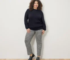 Bedruckte Stretchhose, navy