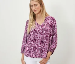 Bedruckte Tunika-Bluse, berry