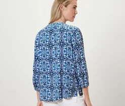 Bedruckte Tunika-Bluse, blau