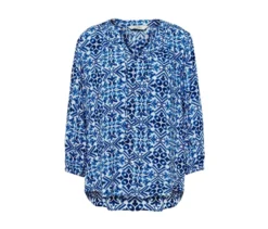 Bedruckte Tunika-Bluse, blau