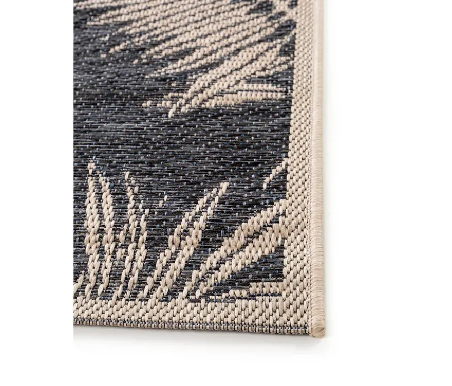 benuta Indoor-und-Outdoor-Läufer »River«, ca. 67 x 240 cm, blau mit Palmenblättern