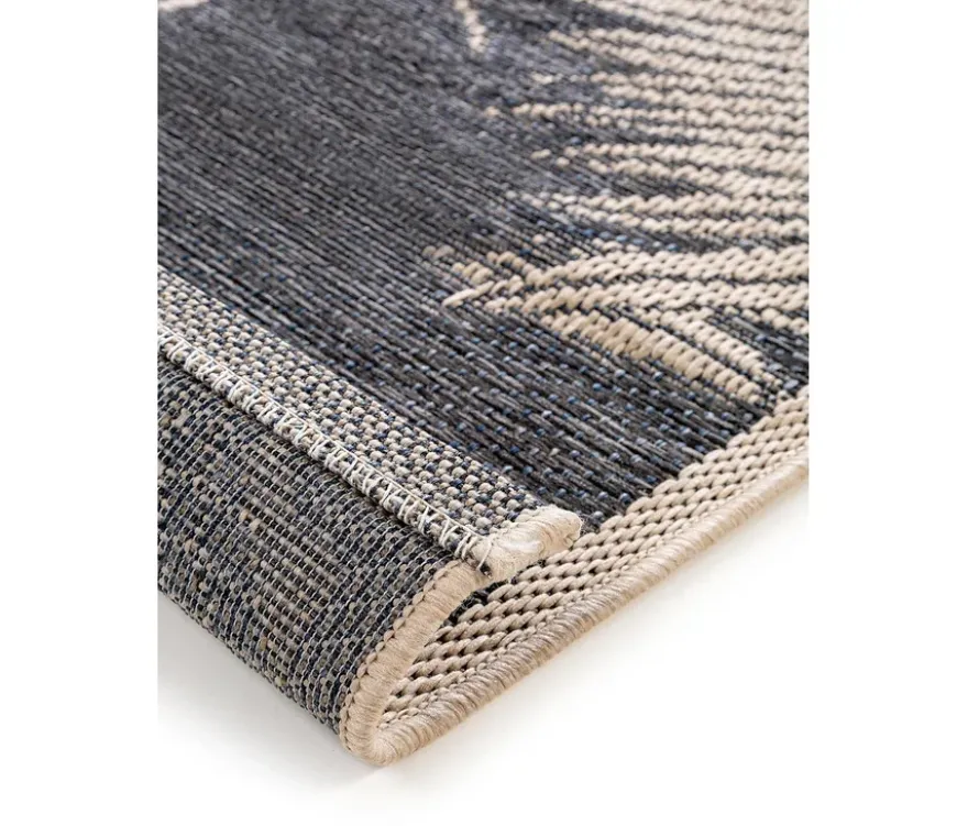 benuta Indoor-und-Outdoor-Läufer »River«, ca. 67 x 240 cm, blau mit Palmenblättern