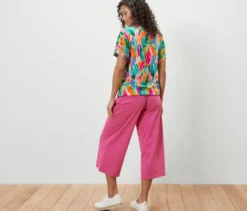 Überschnittenes Blusenshirt, Alloverprint