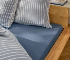 Biber-Spannbettlaken, Doppelgröße, blau