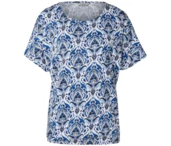 Blusenshirt, blauer Alloverprint