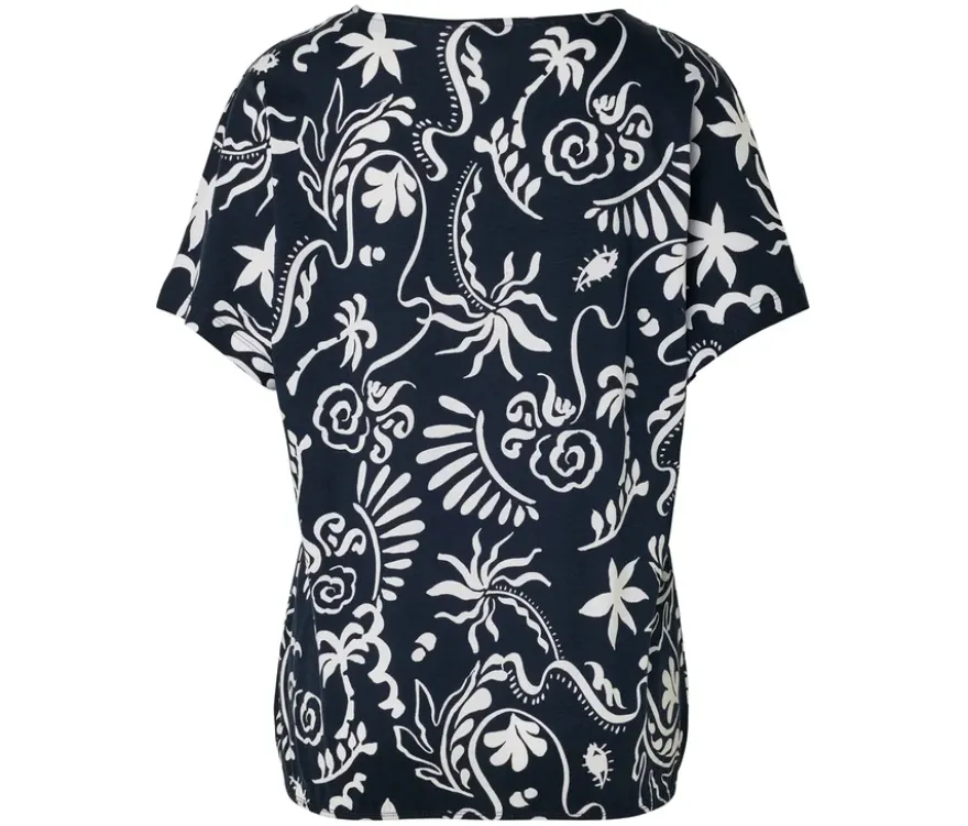 Blusenshirt, dunkelblau mit Alloverprint