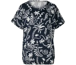 Blusenshirt, dunkelblau mit Alloverprint
