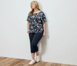 Blusenshirt, dunkelblau mit Alloverprint