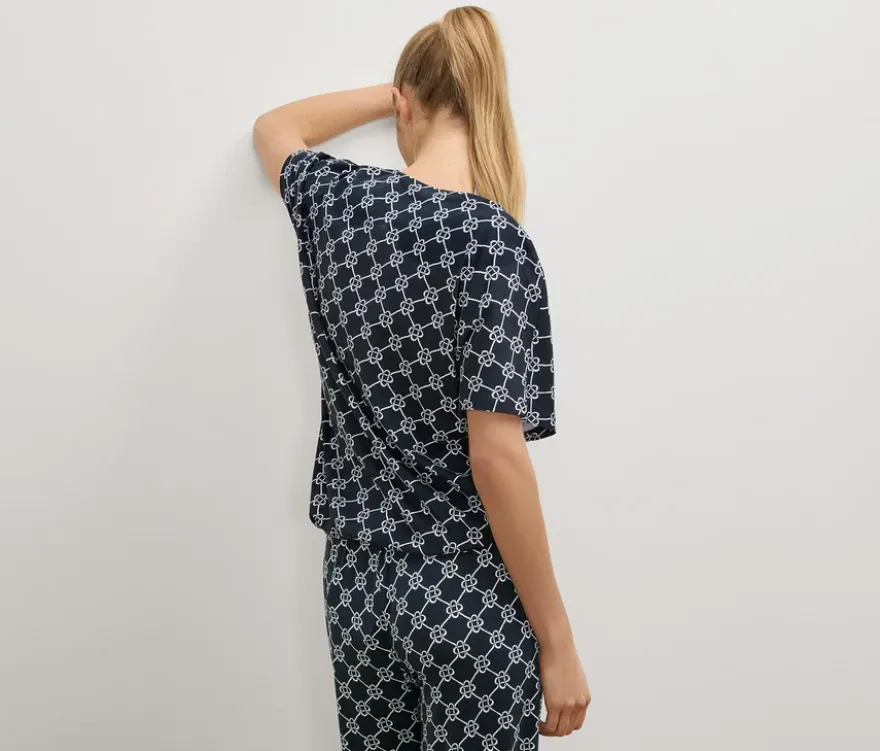 Blusenshirt, dunkelblau mit Minimalprint