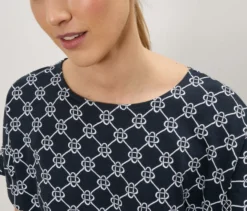 Blusenshirt, dunkelblau mit Minimalprint
