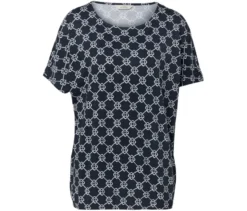 Blusenshirt, dunkelblau mit Minimalprint