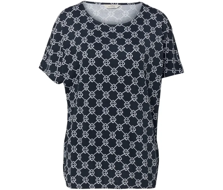 Blusenshirt, dunkelblau mit Minimalprint