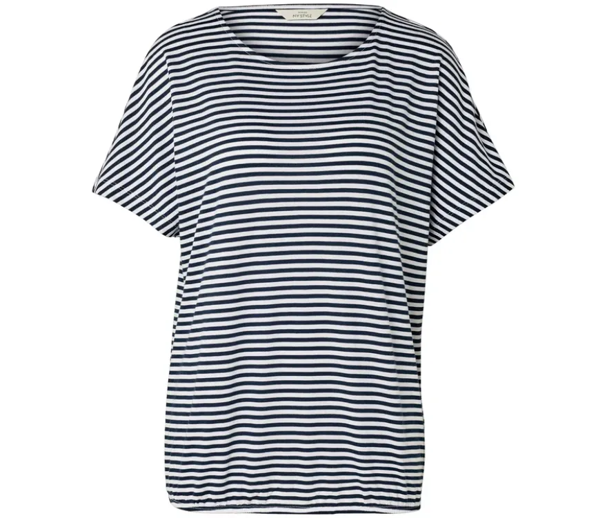 Blusenshirt, dunkelblau-weiß gestreift