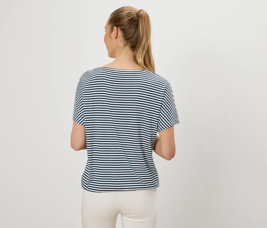 Blusenshirt, dunkelblau-weiß gestreift