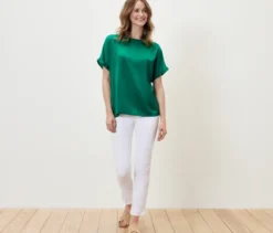 Blusenshirt im Materialmix, aqua