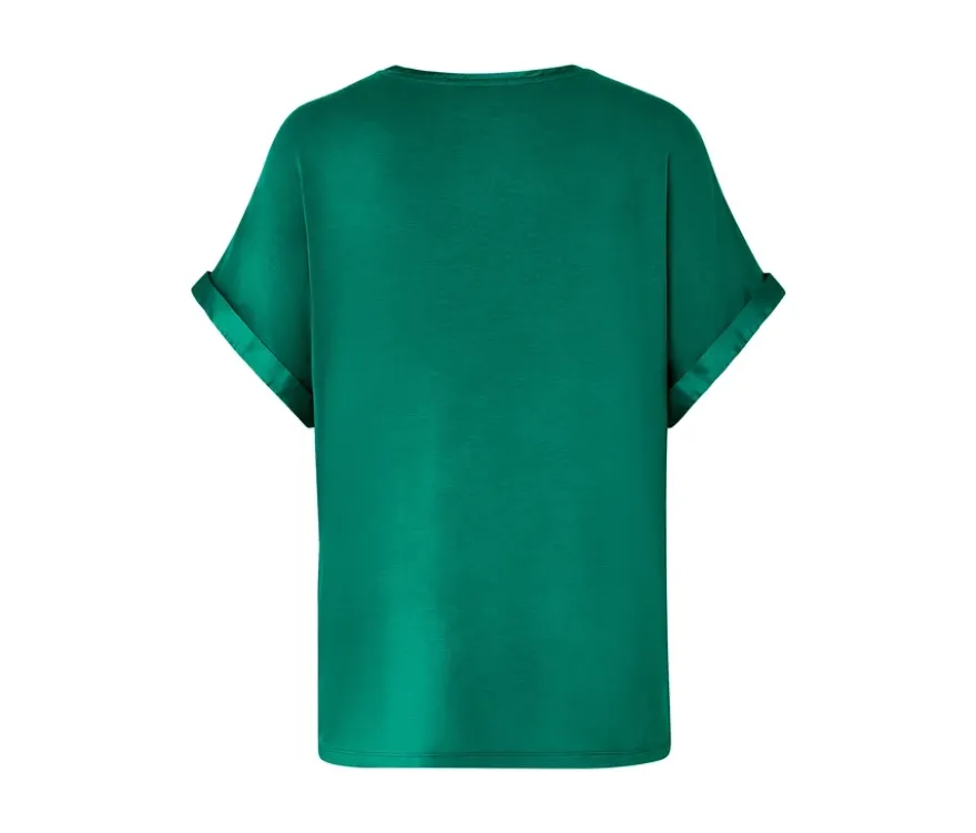 Blusenshirt im Materialmix, aqua