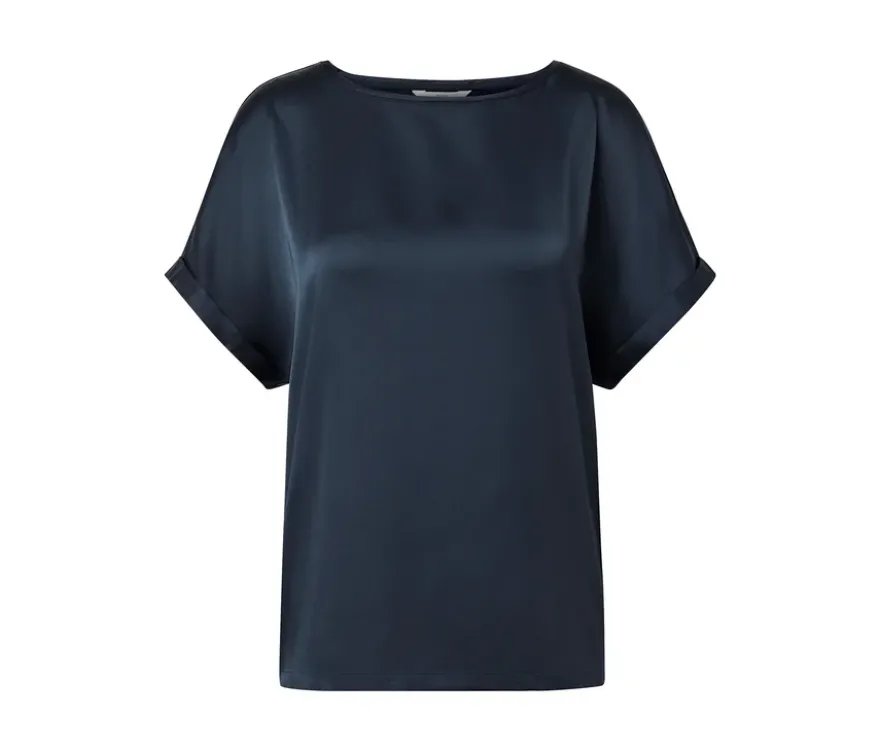 Blusenshirt im Materialmix, navy