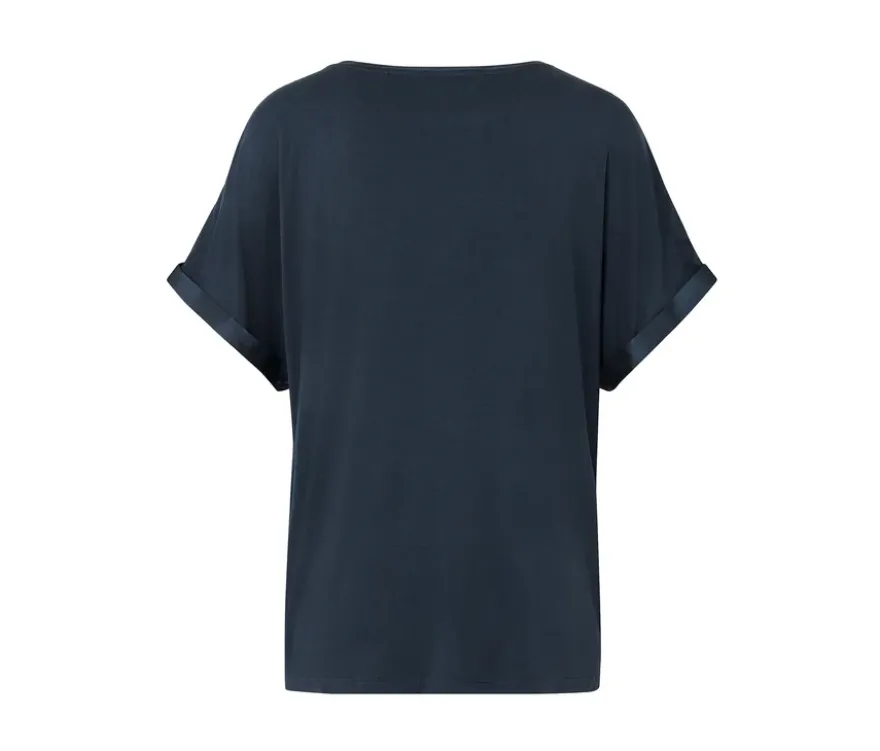 Blusenshirt im Materialmix, navy