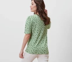 Blusenshirt mit Alloverprint, grün