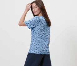 Blusenshirt mit Alloverprint, blau
