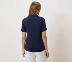 Blusenshirt mit Knopfleiste, dunkelblau