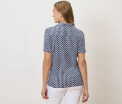 Blusenshirt mit Knopfleiste, Minimal-Alloverprint