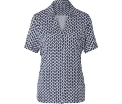 Blusenshirt mit Knopfleiste, Minimal-Alloverprint