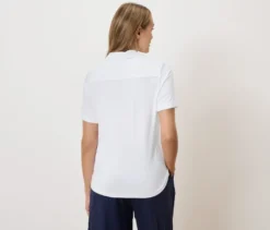 Blusenshirt mit Knopfleiste, weiß