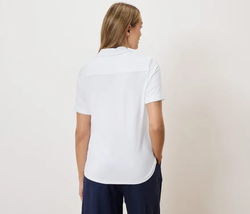 Blusenshirt mit Knopfleiste, weiß