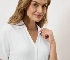 Blusenshirt mit Knopfleiste, weiß