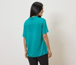 Blusenshirt mit Knopfleiste, azurblau