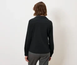 Blusenshirt mit Knopfleiste, schwarz