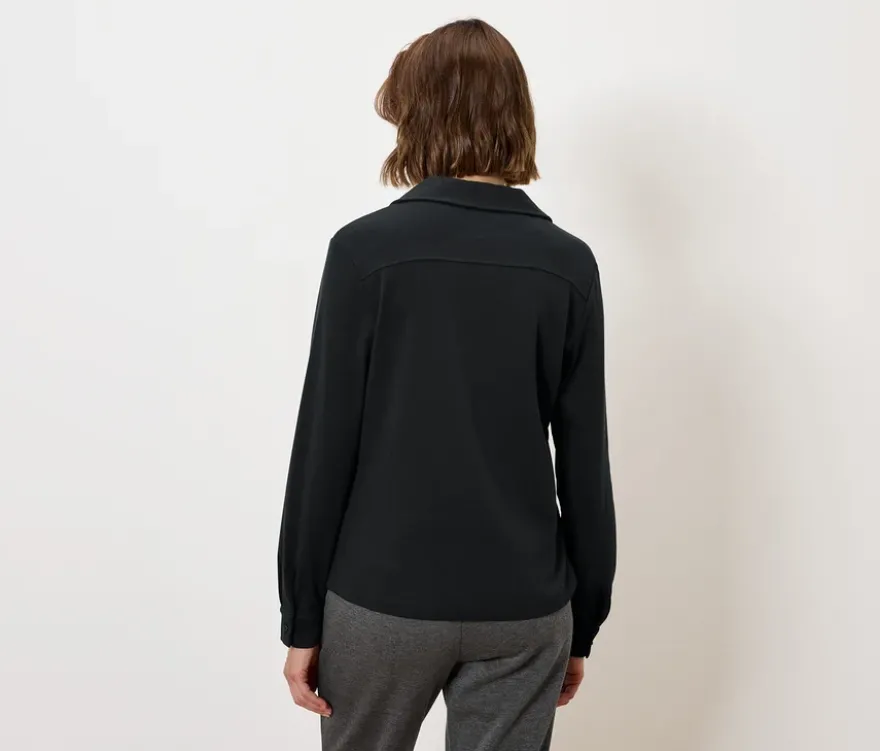 Blusenshirt mit Knopfleiste, schwarz