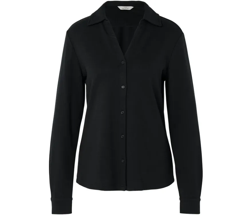 Blusenshirt mit Knopfleiste, schwarz