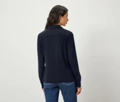Blusenshirt mit Knopfleiste, dunkelblau